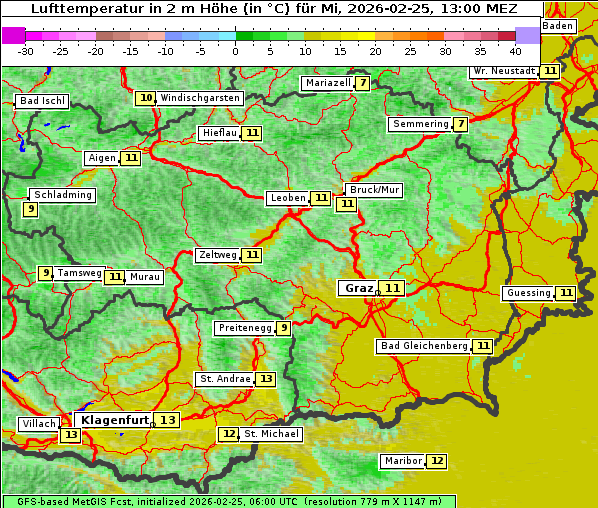 Temperatur, 25. 2. 2026