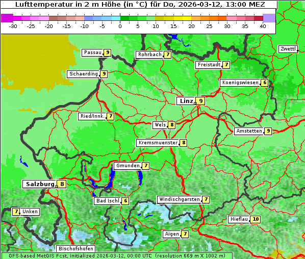 Temperatur, 12. 3. 2026