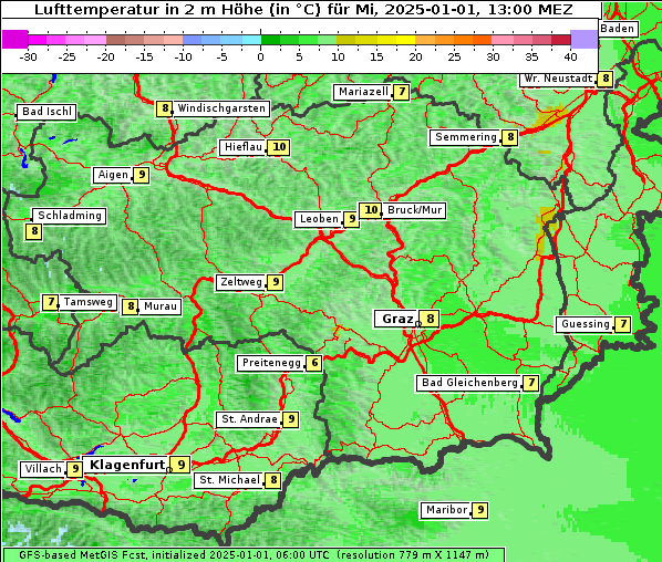 Temperatur, 1. 1. 2025