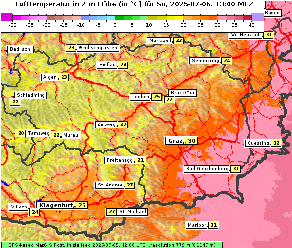 Temperatur, 6. 7. 2025