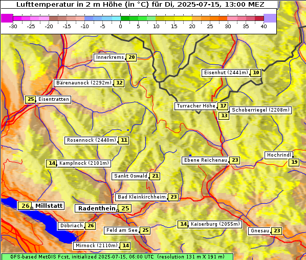Temperatur, 15. 7. 2025