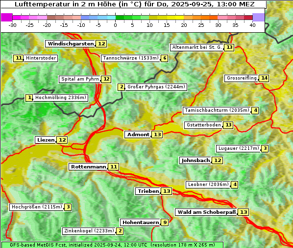 Temperatur, 25. 9. 2025