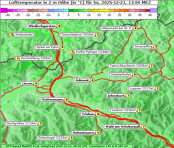 Temperatur, 21. 12. 2025