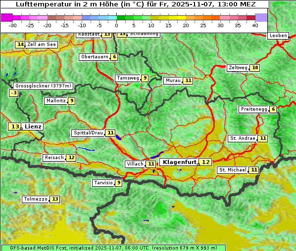 Temperatur, 7. 11. 2025