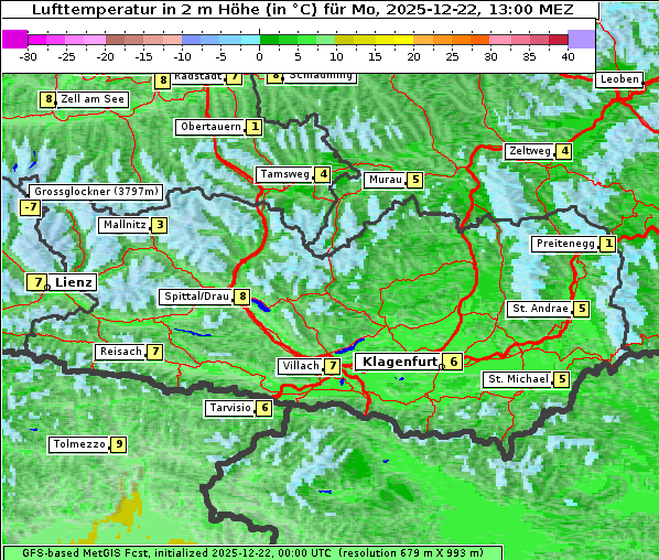 Temperatur, 22. 12. 2025