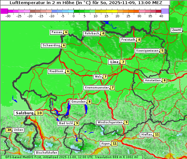 Temperatur, 9. 11. 2025
