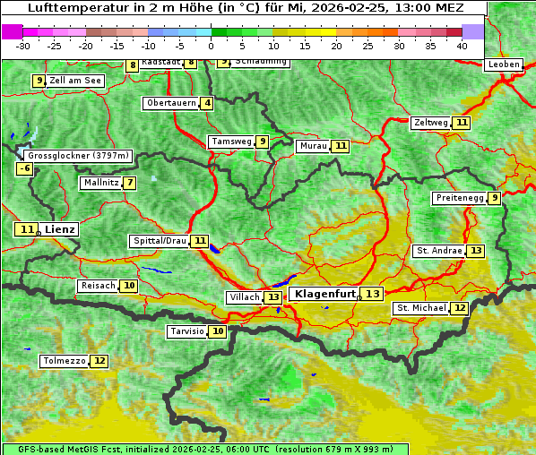 Temperatur, 25. 2. 2026