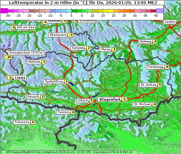 Temperatur, 29. 1. 2026