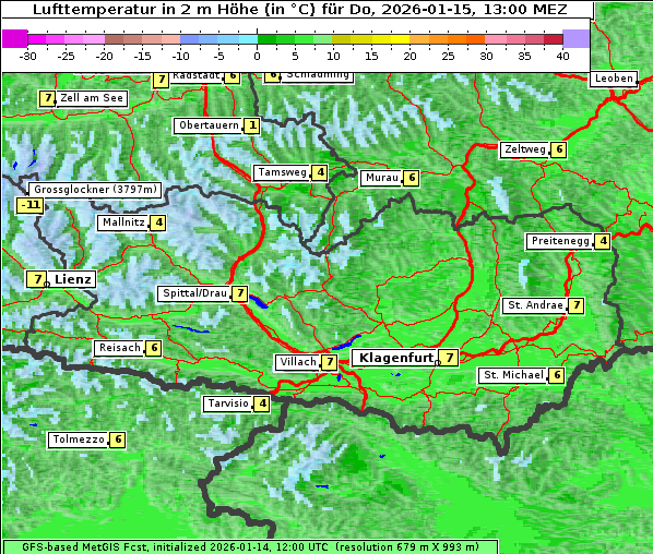 Temperatur, 15. 1. 2026