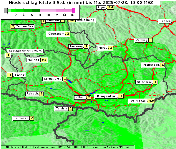 Niederschlag, 28. 7. 2025
