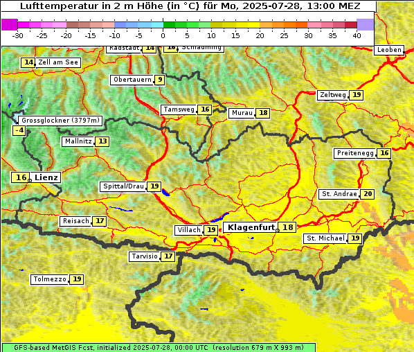 Temperatur, 28. 7. 2025