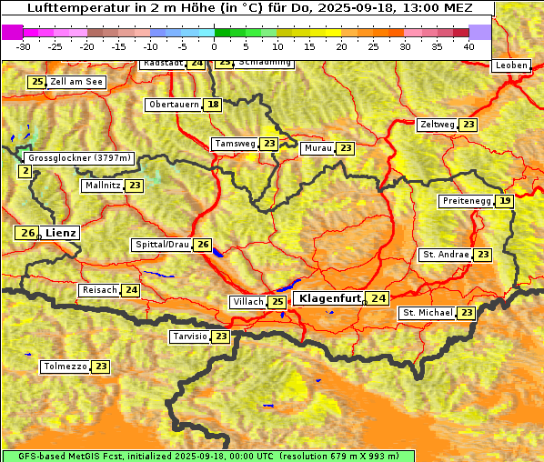 Temperatur, 18. 9. 2025
