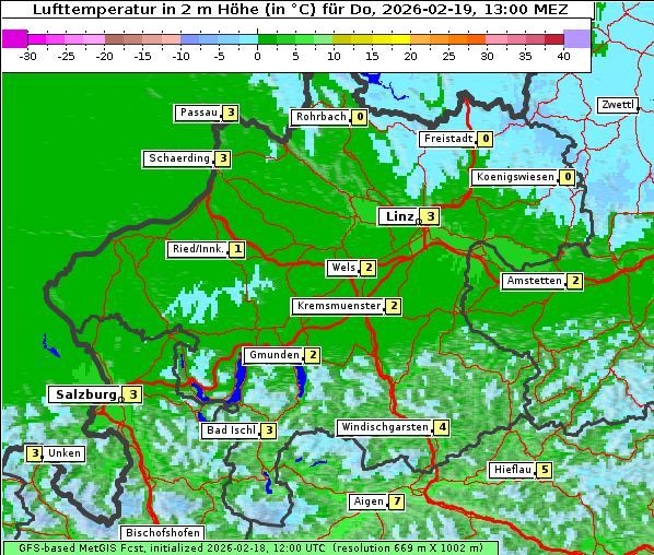 Temperatur, 19. 2. 2026