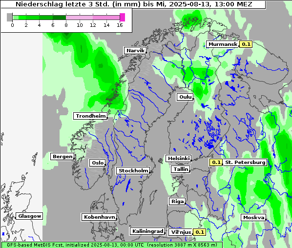 Niederschlag, 13. 8. 2025