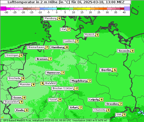 Temperatur, 18. 3. 2025