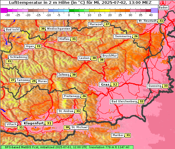 Temperatur, 2. 7. 2025