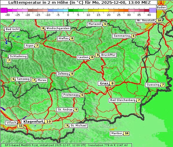 Temperatur, 8. 12. 2025