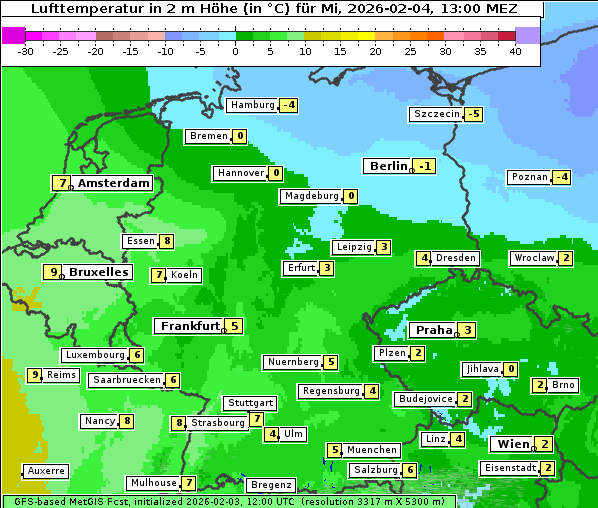 Temperatur, 4. 2. 2026