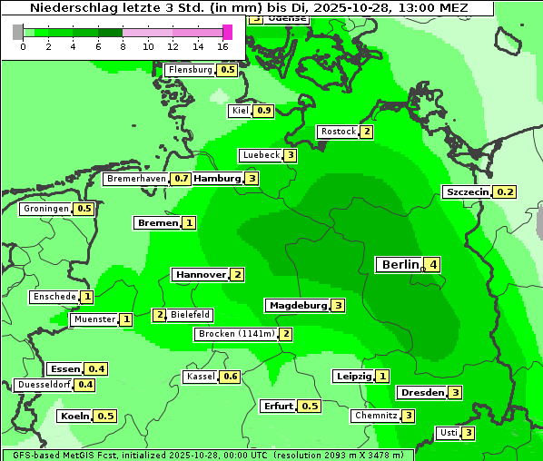 Niederschlag, 28. 10. 2025