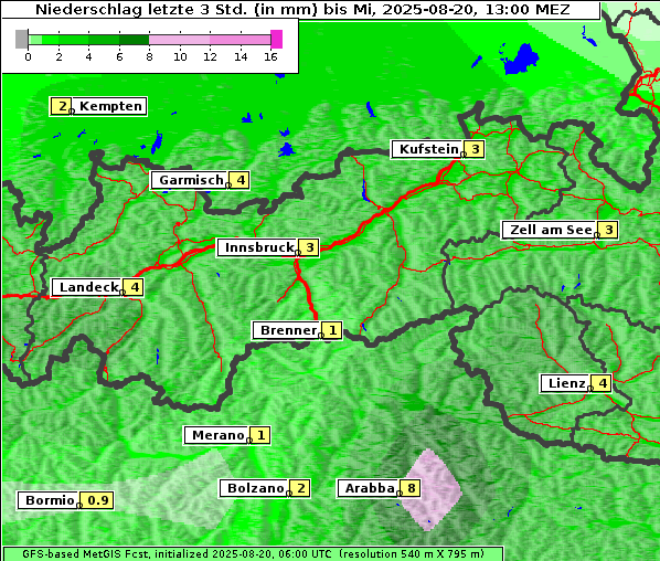Niederschlag, 20. 8. 2025