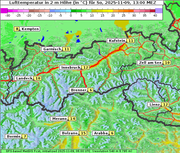 Temperatur, 9. 11. 2025