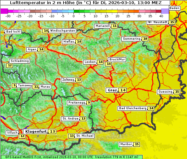 Temperatur, 10. 3. 2026
