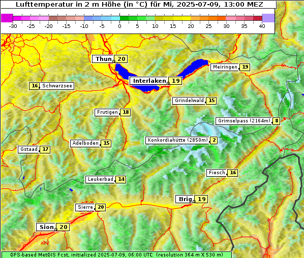 Temperatur, 9. 7. 2025