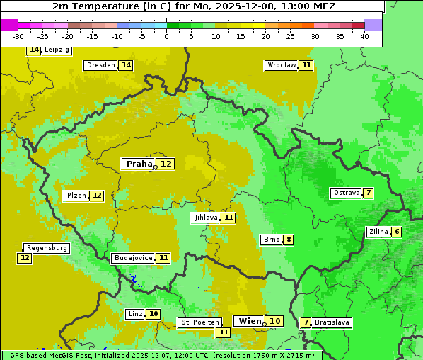 Temperatur, 8. 12. 2025