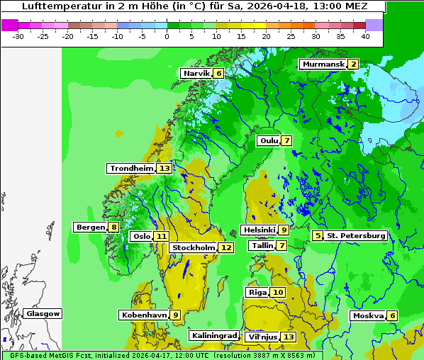 Temperatur, 18. 4. 2026