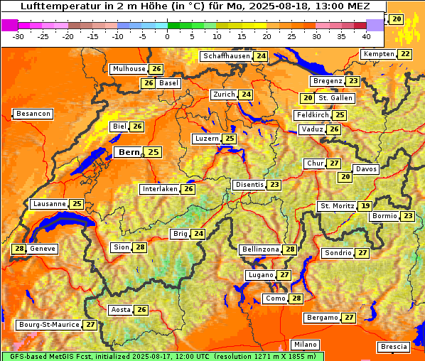 Temperatur, 18. 8. 2025