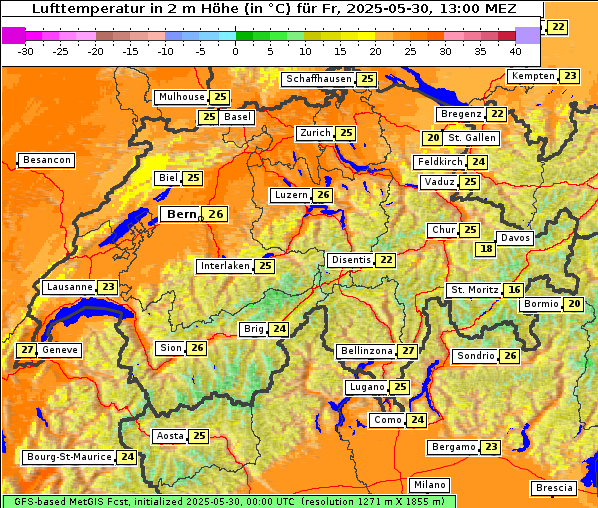 Temperatur, 30. 5. 2025
