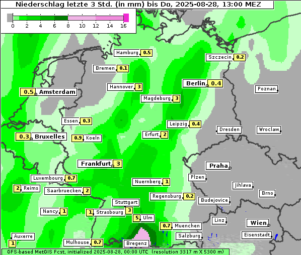 Niederschlag, 28. 8. 2025