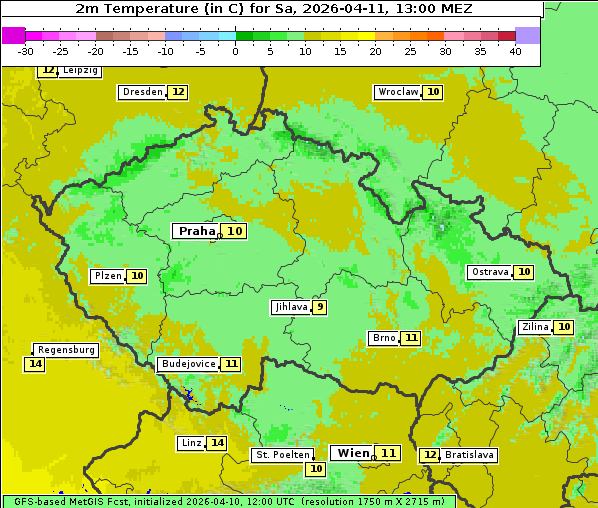 Temperatur, 11. 4. 2026