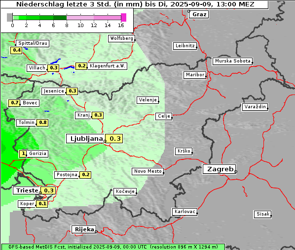 Niederschlag, 9. 9. 2025