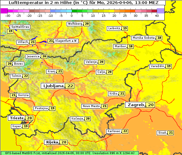 Temperatur, 6. 4. 2026