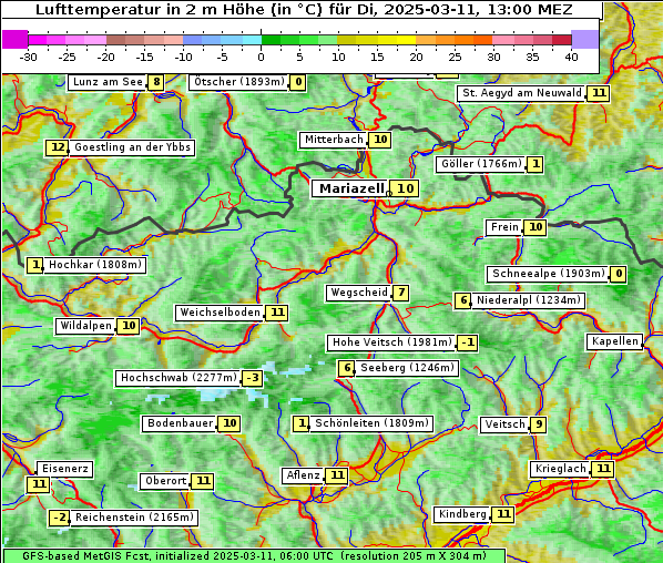 Temperatur, 11. 3. 2025