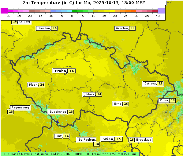 Temperatur, 13. 10. 2025