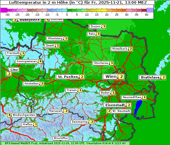 Temperatur, 21. 11. 2025