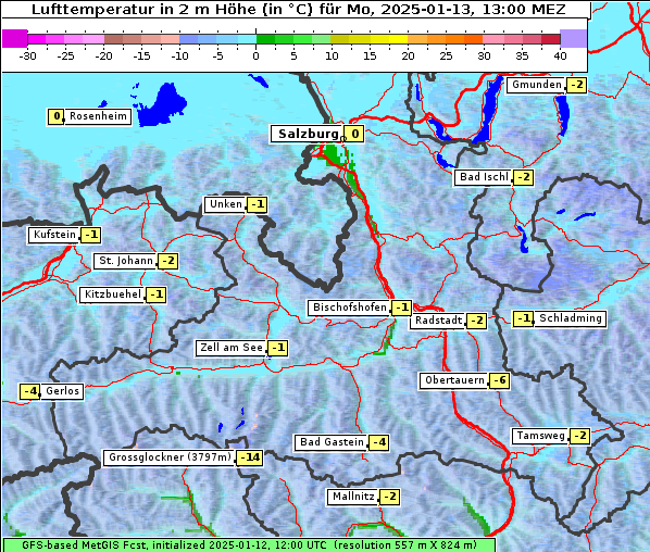 Temperatur, 13. 1. 2025