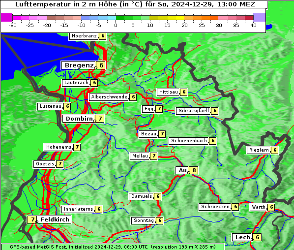 Temperatur, 29. 12. 2024