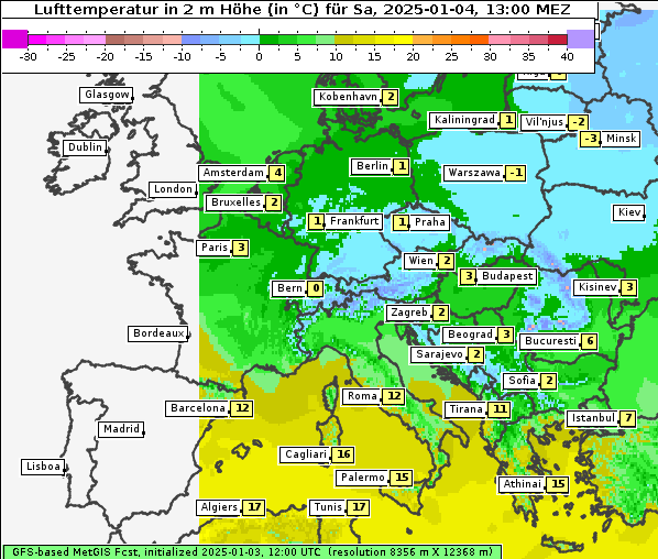 Temperatur, 4. 1. 2025