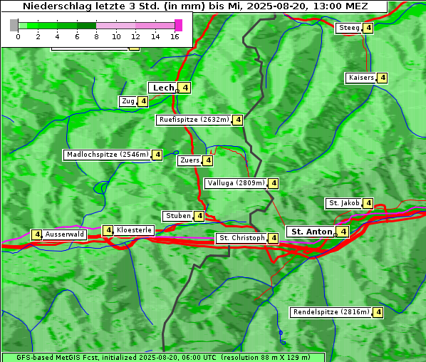 Niederschlag, 20. 8. 2025