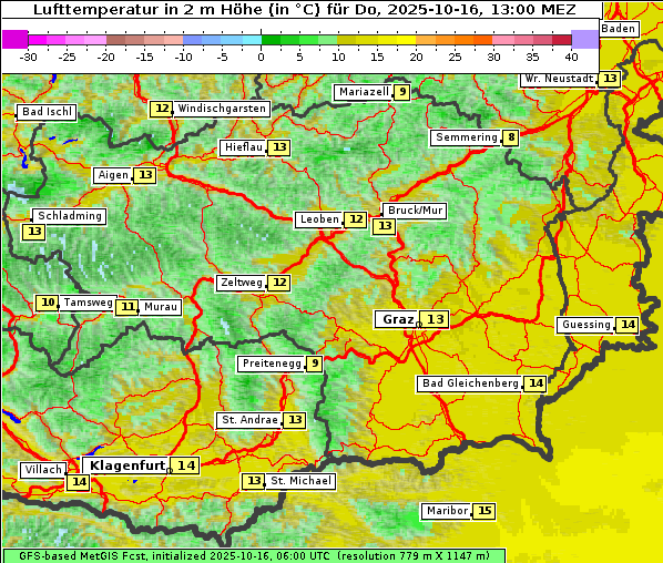 Temperatur, 16. 10. 2025