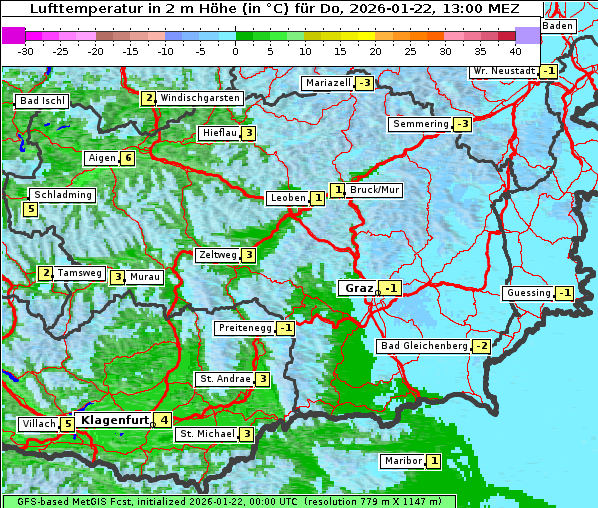 Temperatur, 22. 1. 2026