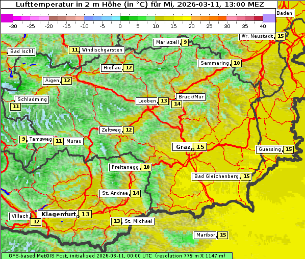 Temperatur, 11. 3. 2026