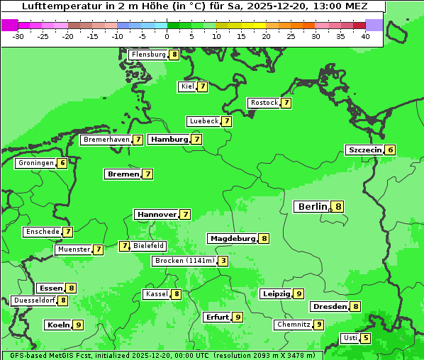 Temperatur, 20. 12. 2025
