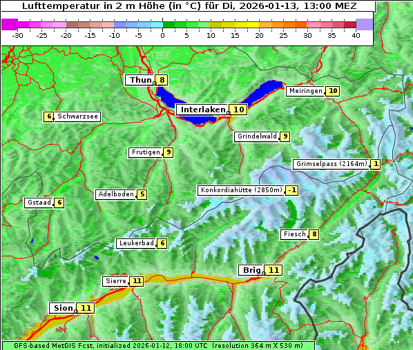 Temperatur, 13. 1. 2026