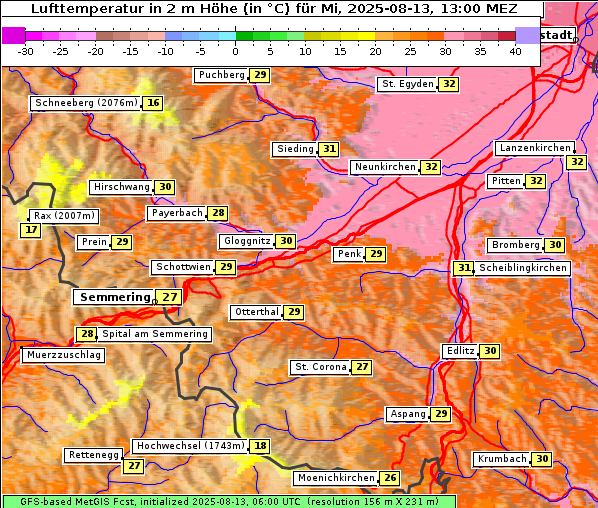 Temperatur, 13. 8. 2025