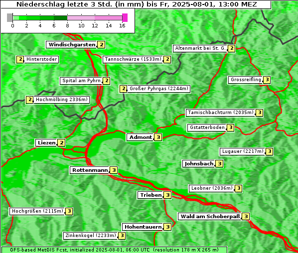 Niederschlag, 1. 8. 2025