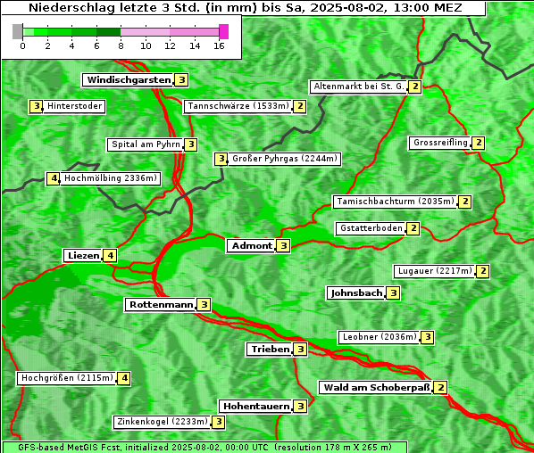 Niederschlag, 2. 8. 2025